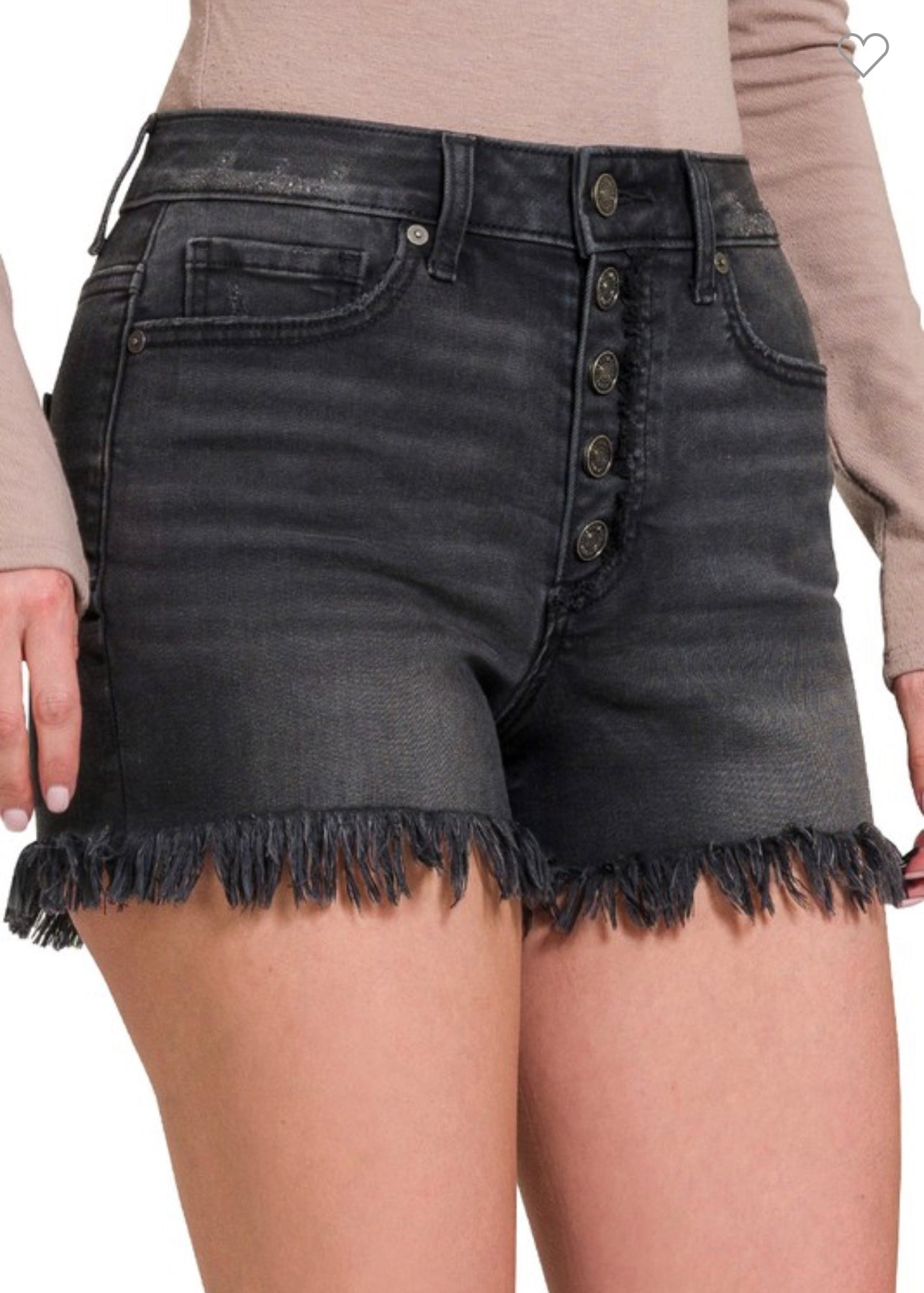 Black Button Fly Shorts